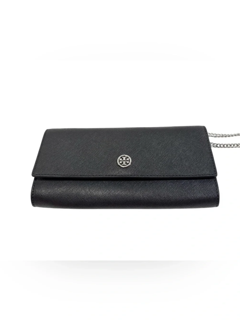 Tory Burch Black Leather Emerson Wallet on Chain Clutch